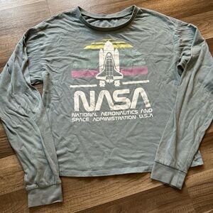 NASA light weight long sleeve blue tee shirt